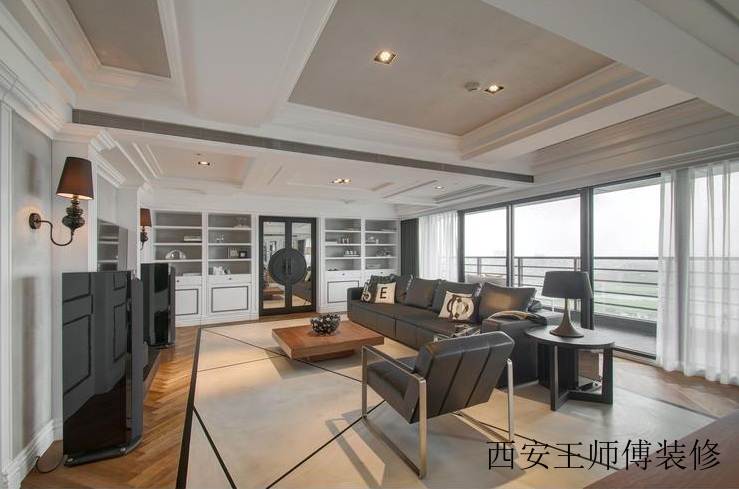 休闲大气美式风格别墅客厅落地窗设计
