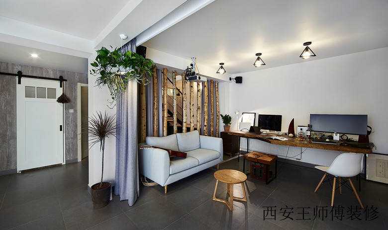 原木韵味实用北欧别墅书房窗户设计效果图