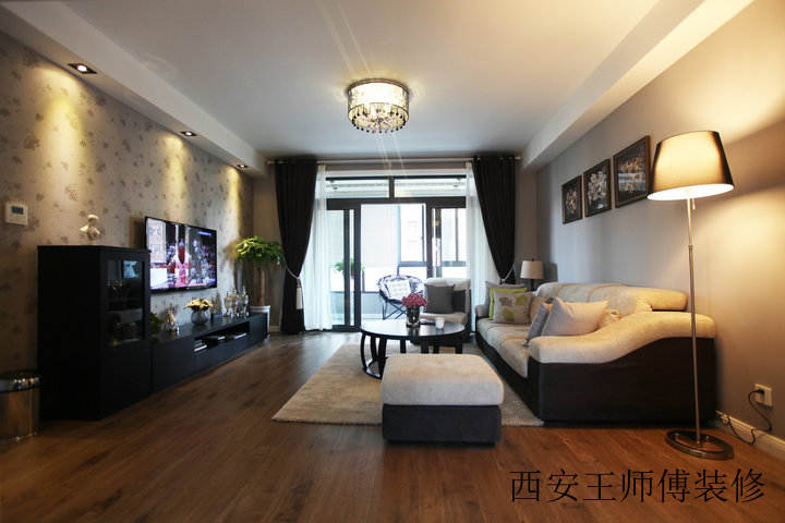 黑色浪漫艺术现代风格复式客厅装饰效果图