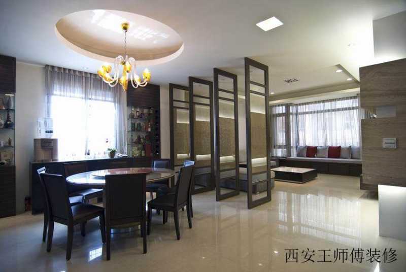 现代中式餐厅圆形吊顶设计