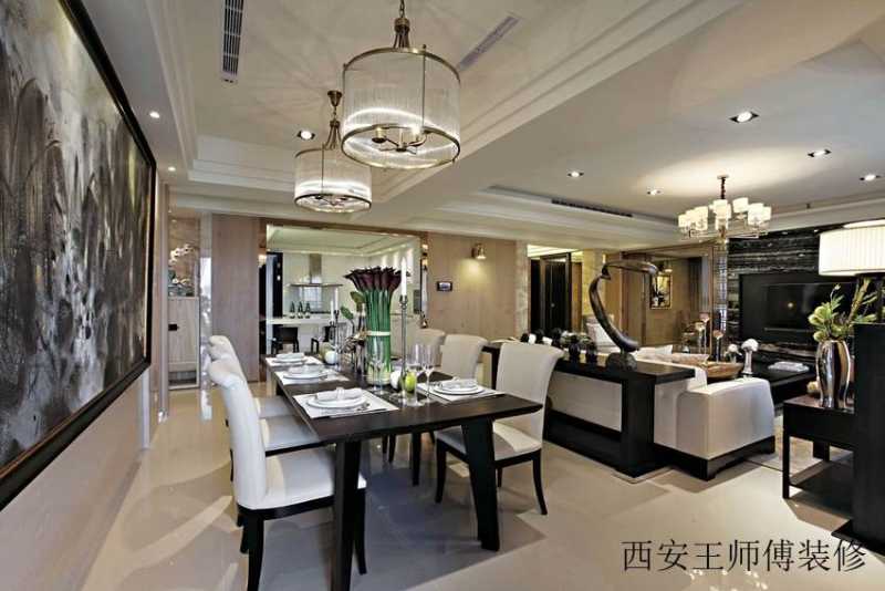 灵净简欧风格家装别墅&公寓餐厅效果图