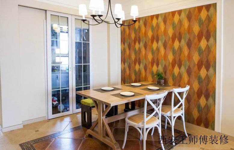 宜家式餐厅多彩背景墙装饰效果图
