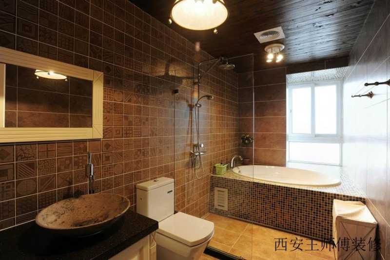 美式田园风格家居卫生间实木吊顶效果图