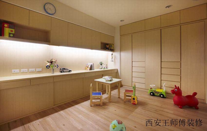 清新纯木现代儿童房局部图