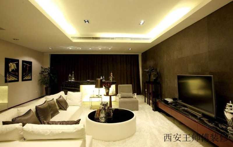 风雅黑白色系现代风格复式客厅软装装饰搭配效果图