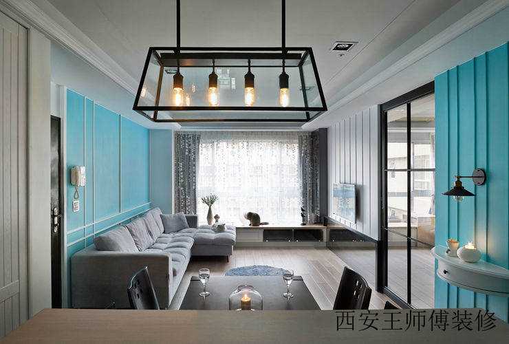 清新北欧风情家居客厅沙发背景墙装饰效果图