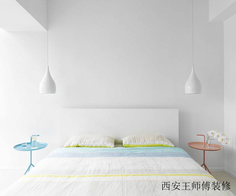 清爽极简主义风格公寓卧室装潢图