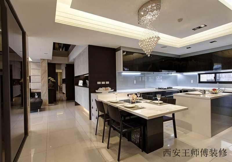 时尚现代餐厅厨房一体设计装修图