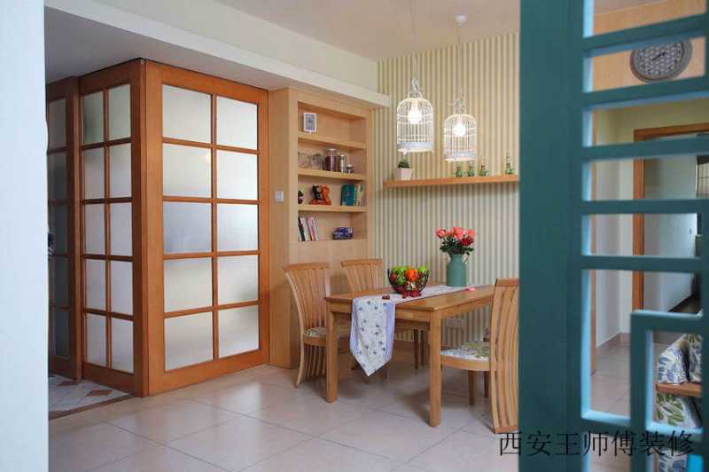 小清新田园混搭原木餐厅装饰效果图