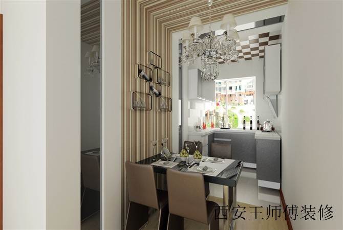 现代简约餐厅条纹背景墙设计