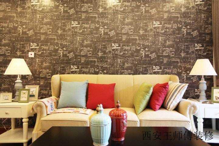 艺术美式风格客厅沙发背景墙效果图