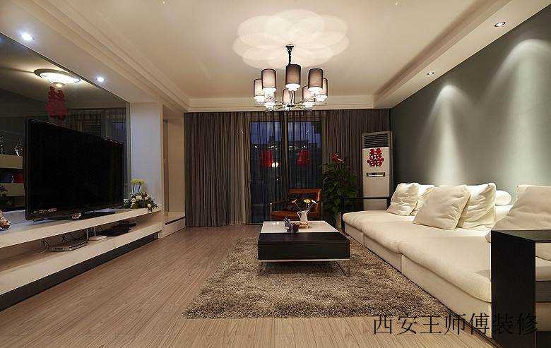 时尚精致简约二居婚房客厅装饰案例图