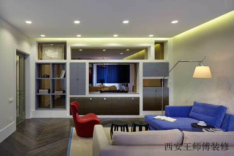 创意现代设计 客厅收纳柜背景墙效果图