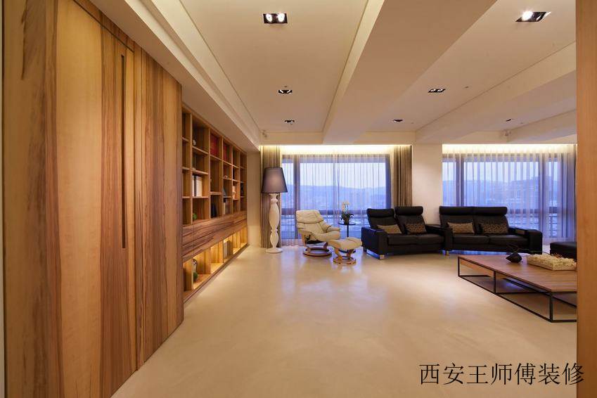 美式原木风客厅吊顶设计装修图