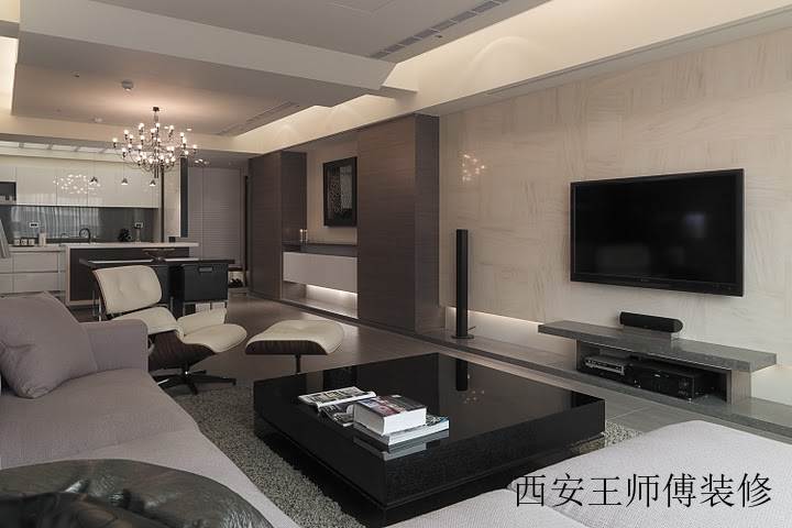 简洁素雅现代风格客厅电视背景墙效果图