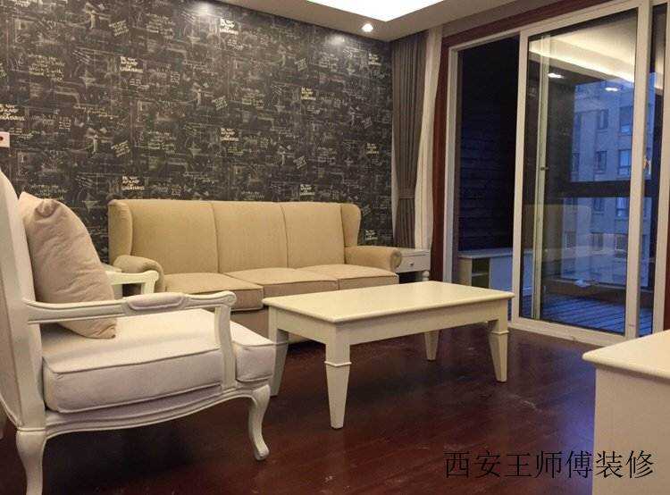 简约美式风格客厅玻璃移门隔断设计图