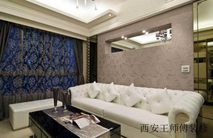华丽简欧客厅窗帘装饰效果图