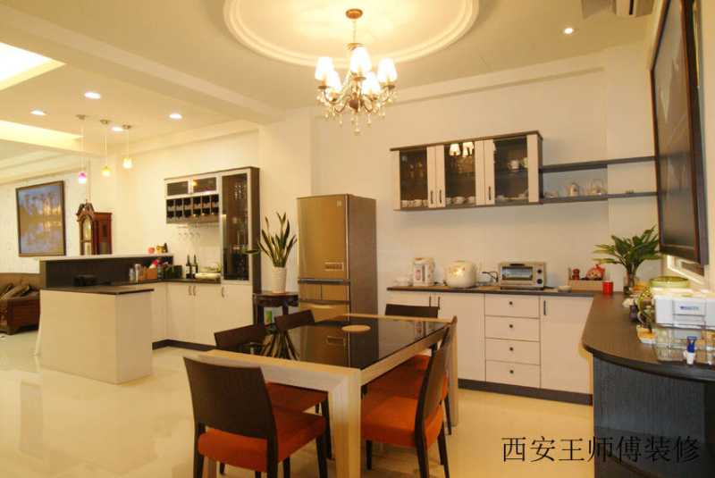 现代设计餐厨房一体效果图