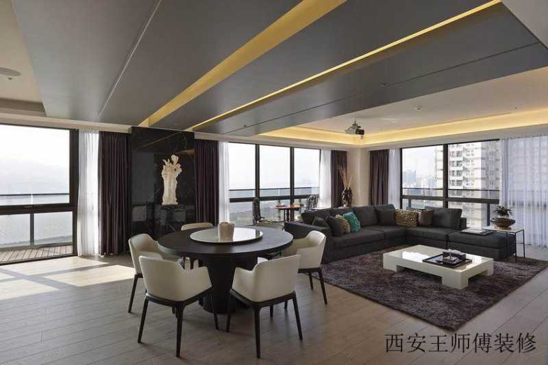 最新现代公寓 餐客厅一体效果图