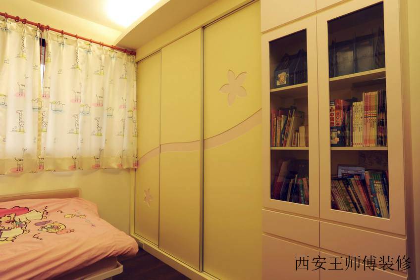 唯美简约儿童房书柜衣柜设计