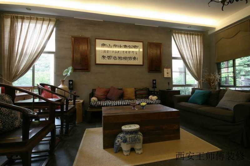 仿古中式风格客厅软装效果图