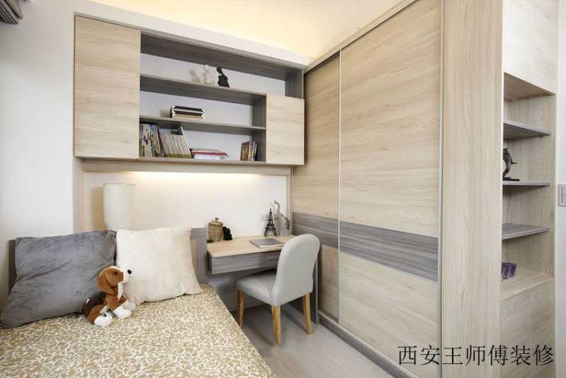 简约儿童房实木衣柜装饰图