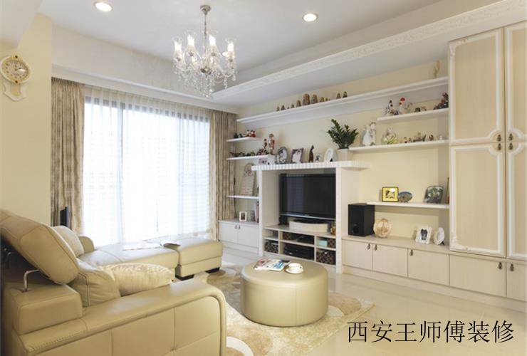 清新现代客厅收纳型电视背景墙设计