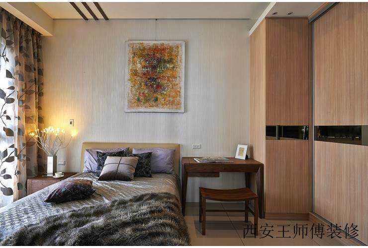 时尚素雅现代卧室实木衣柜定制效果图