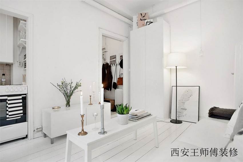 白色极简北欧小户型客厅设计装修图