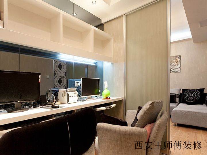 最新风雅黑白现代书房玻璃背景墙装饰图