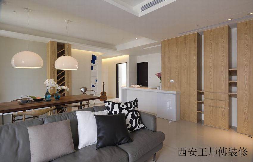 简约北欧原木背景墙设计