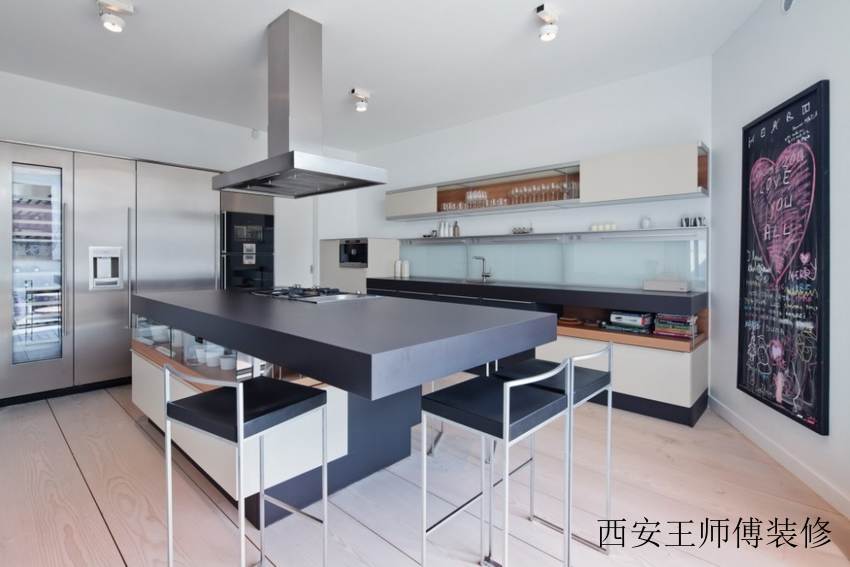 现代混搭整体厨房装修效果图