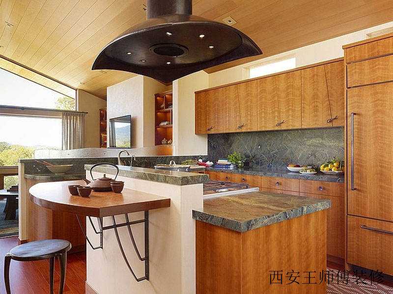 优雅自然美式公寓住宅厨房吧台效果图片