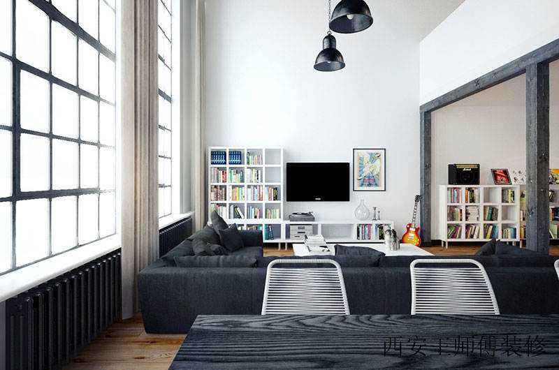 休闲美式loft客厅门厅隔断设计