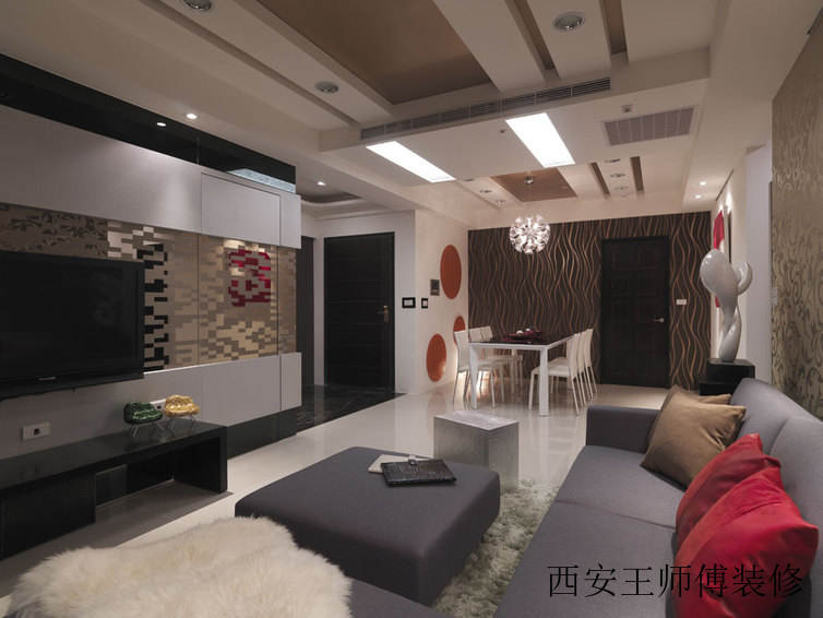 色彩混搭现代二居 客餐厅展示图