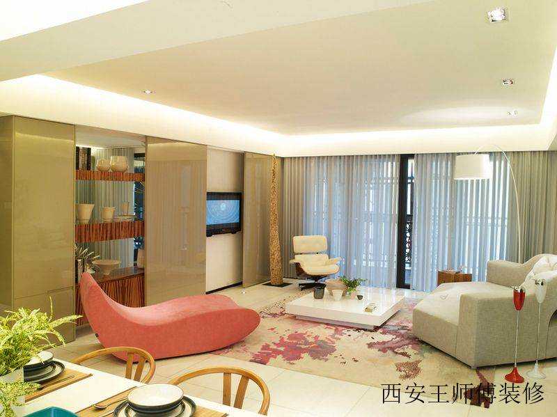 现代简约小清新客厅窗帘效果图