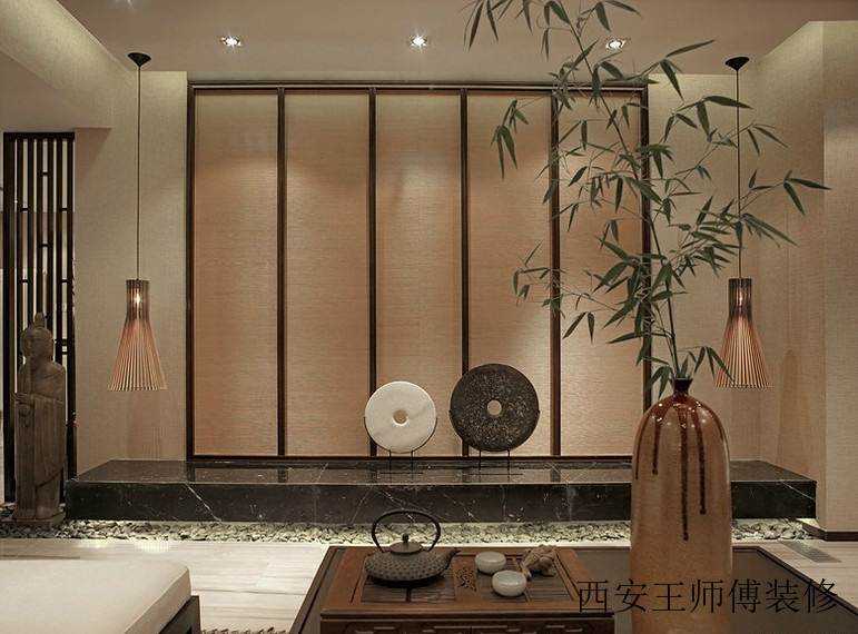 淡雅节制日式风格三居家装背景墙装饰效果图