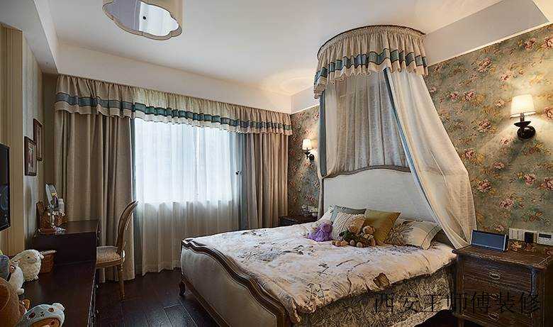 精美简约田园风格卧室窗帘帷幔搭配效果图