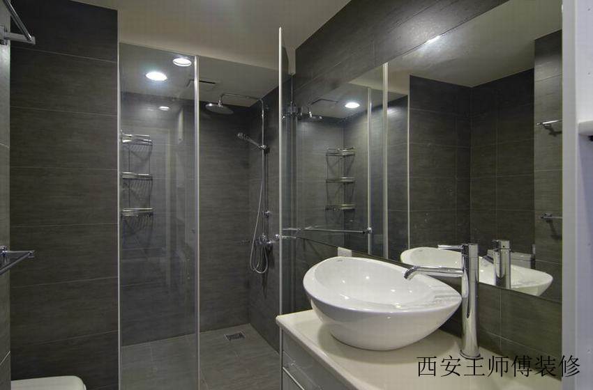 灰色系简约卫生间玻璃隔断图