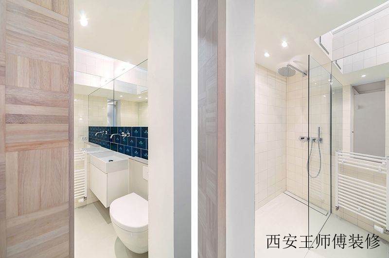 纯白明亮极简小户型转角卫生间设计装修案例