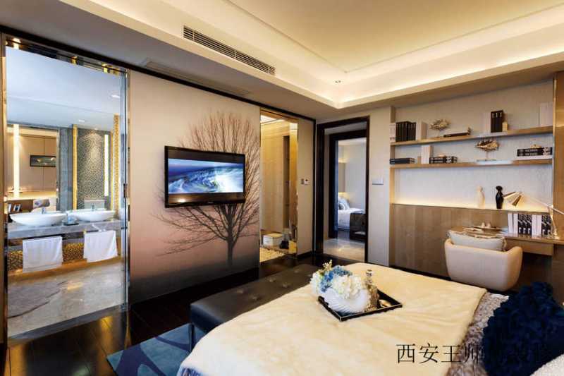 现代奢华卧室洗手间隐形门效果图