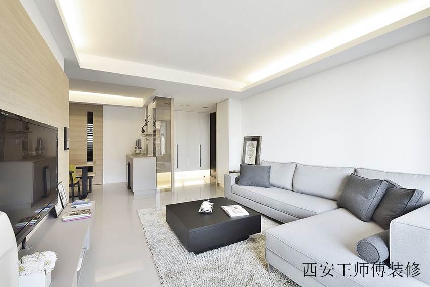 简约家居客厅灰色沙发图
