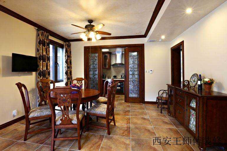 美式复古实木餐厅效果图