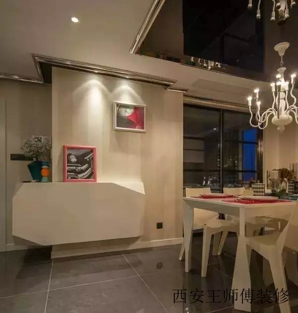 简约宜家风格餐厅转角收纳背景墙设计图