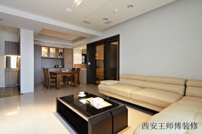 舒适现代简约客厅真皮沙发图