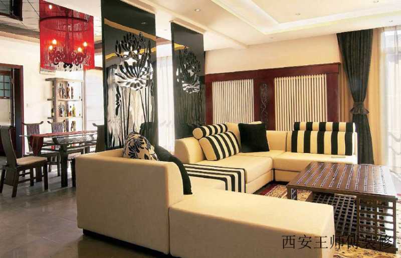 新中式古朴风格小别墅室内隔断设计图