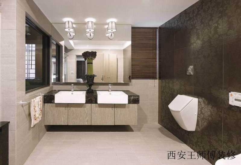 现代家居卫生间 咖色背景墙装潢图