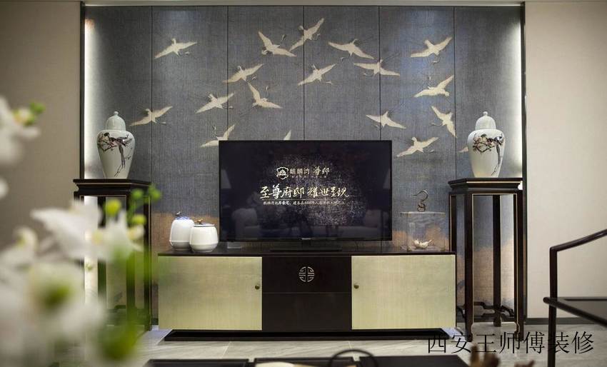 现代中式混搭特色背景墙效果图
