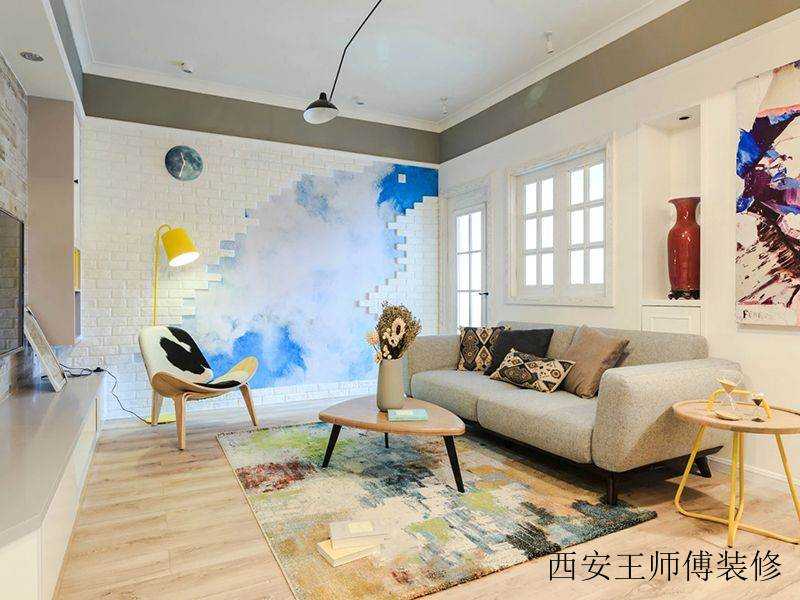 色彩明亮北欧客厅沙发搭配效果图图