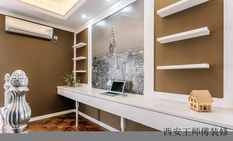 时尚现代书房咖啡色背景墙装饰图